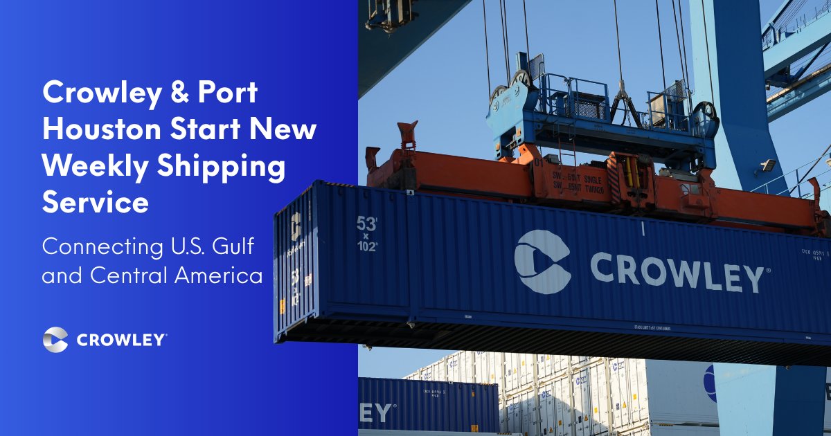 CrowleyMaritime's tweet photo. Crowley is launching a weekly Gulf-Central America Express Service between @Port_Houston, Guatemala and Honduras beginning next month – providing direct connections with our fast, reliable solutions for dry and refrigerated cargo. Learn more: https://t.co/2j3utsrNoH https://t.co/7adpTk1EzA