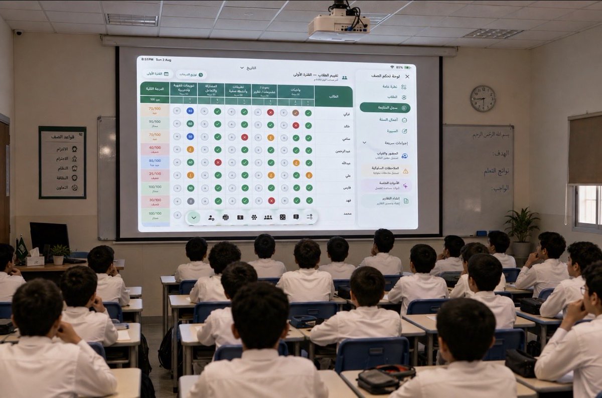 smtteachai's tweet photo. ✨من مزايا سجل المتابعة الذي يتفرد بها المعلّم الذكي:
📋 سجل متابعة تفاعلي ومرن.
⚙️ تعديل مكونات السجل بما يتناسب مع احتياجك.
📊 تخصيص توزيع الدرجات.
✅ اختيار طريقة التقييم المناسبة.
🎮 أدوات تفاعلية وألعاب تعليمية.
📝 تحضير الحضور والغياب.
💬 تسجيل ومتابعة الملاحظات السلوكية.
🧮 احتساب الدرجات تلقائيًا.
🔓 فتح فترة تقييم جديدة بسهولة.
🧩 جميع هذه الأدوات في صفحة واحدة لتسهيل المتابعة اليومية.

بالإضافة إلى سجل الأعمال، وهو انعكاس لسجل المتابعة، ��كن بشكل تقليدي ومنظم يوضح للمعلم تفاصيل سجل المتابعة.

#المعلم #التعليم #حضوري #المعلمين