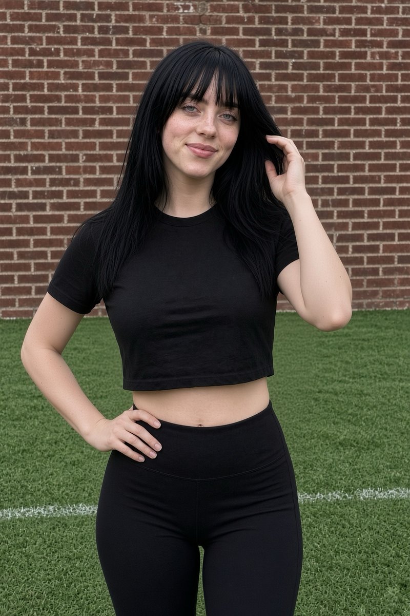 itzz_Yuvan's tweet photo. Billie Eilish in all black on the field 🖤🔥

How does she make basic look this unfair? https://t.co/jXZiDS058Q