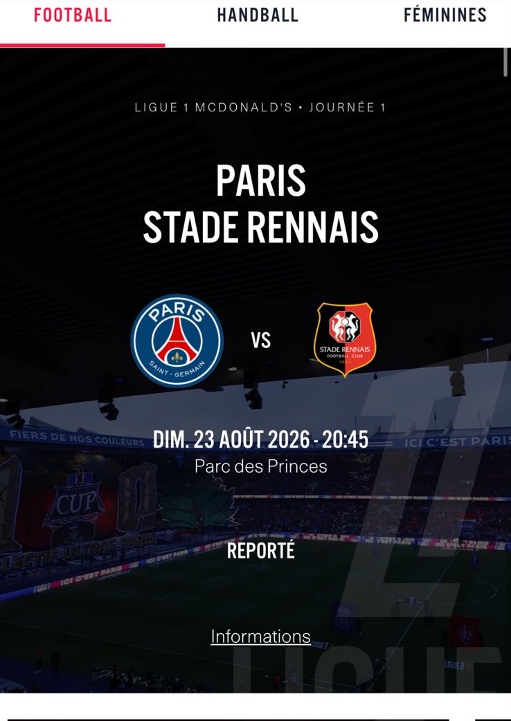 MediaParisien's tweet photo. 🚨🚨🚨 LE MATCH ENTRE PSG RENNES EST REPORTÉ ! https://t.co/OxgqJlgvMu