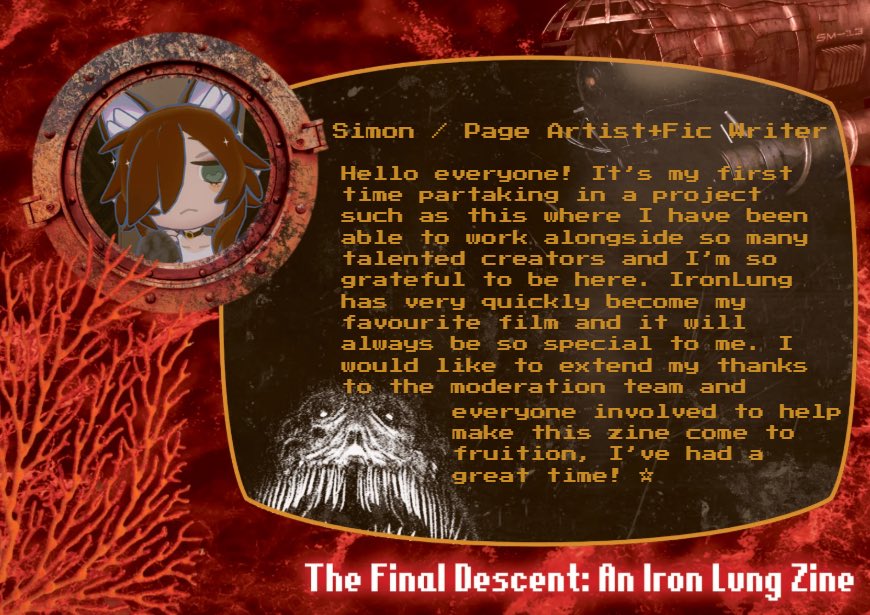 theironlungzine's tweet photo. How excited are YOU for the iron lung zine? Let us know! @10000raccoons @Litamaco @soykyu_ @S4lmon_B0nes https://t.co/0FUMRs6tlT