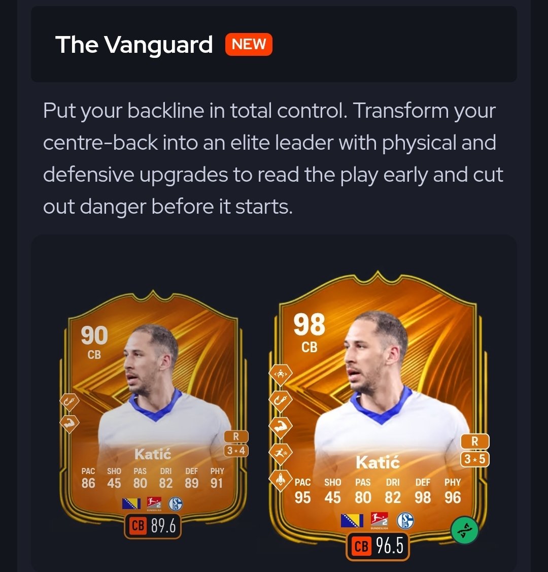 FUT_R9's tweet photo. 🚨 تطويرة دفاعية مرعبة نازلة مجانية ! 🤯🤯 🔥 ..

باسم "The Vanguard"

تحول قلب دفاعك إلى جدار صلب 🪨

​-شروط ومتطلبات التطويرة:
• مركز اللاعب: قلب دفاع (CB)
• التقييم العام: بحد أقصى 96
• بلاي ستايل عادي: بحد أقصى 10
• بلاي ستايل بلس + 🥇 : بحد أقصى 4

​💰 التكلفة: مجانية بالكامل 
⏳ تخلص خلال: 17 يوم

#FC26 #EAFC26