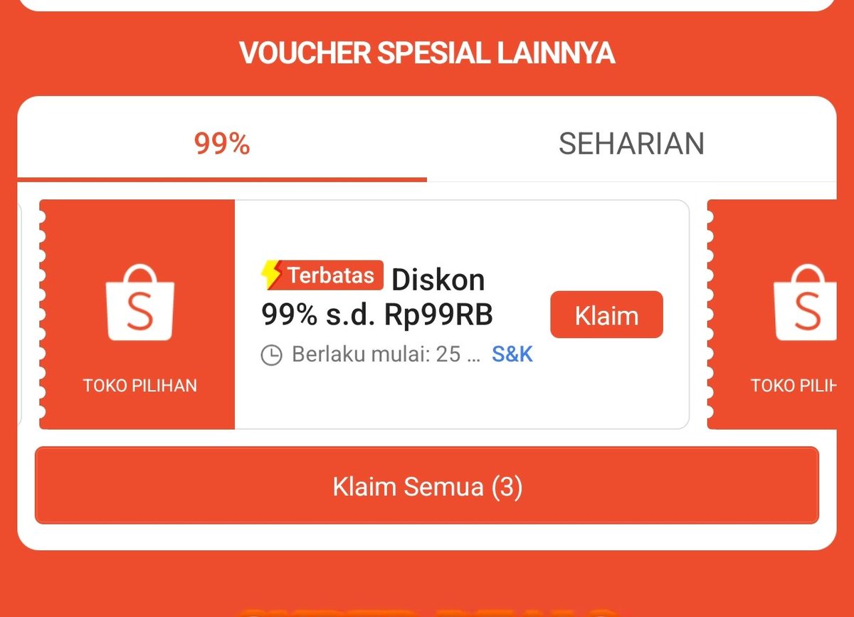 kimmyexp's tweet photo. Claim Diskon Payday Sale

🗓️berlaku 25 Agustus 2026
DISKON 99% 5RB
DISKON 99% 99RB

🗓️berlaku 24-25 Agustus 2026
DISKON 50% 75RB (scroll bawah)

claim semua di sini sekarang👇🏻
https://t.co/VwI32U9tY9
(claim selagi masih bisa claim)

+ada event baru Voucher Instan Deals Rp1000 https://t.co/YRpSCw02I7