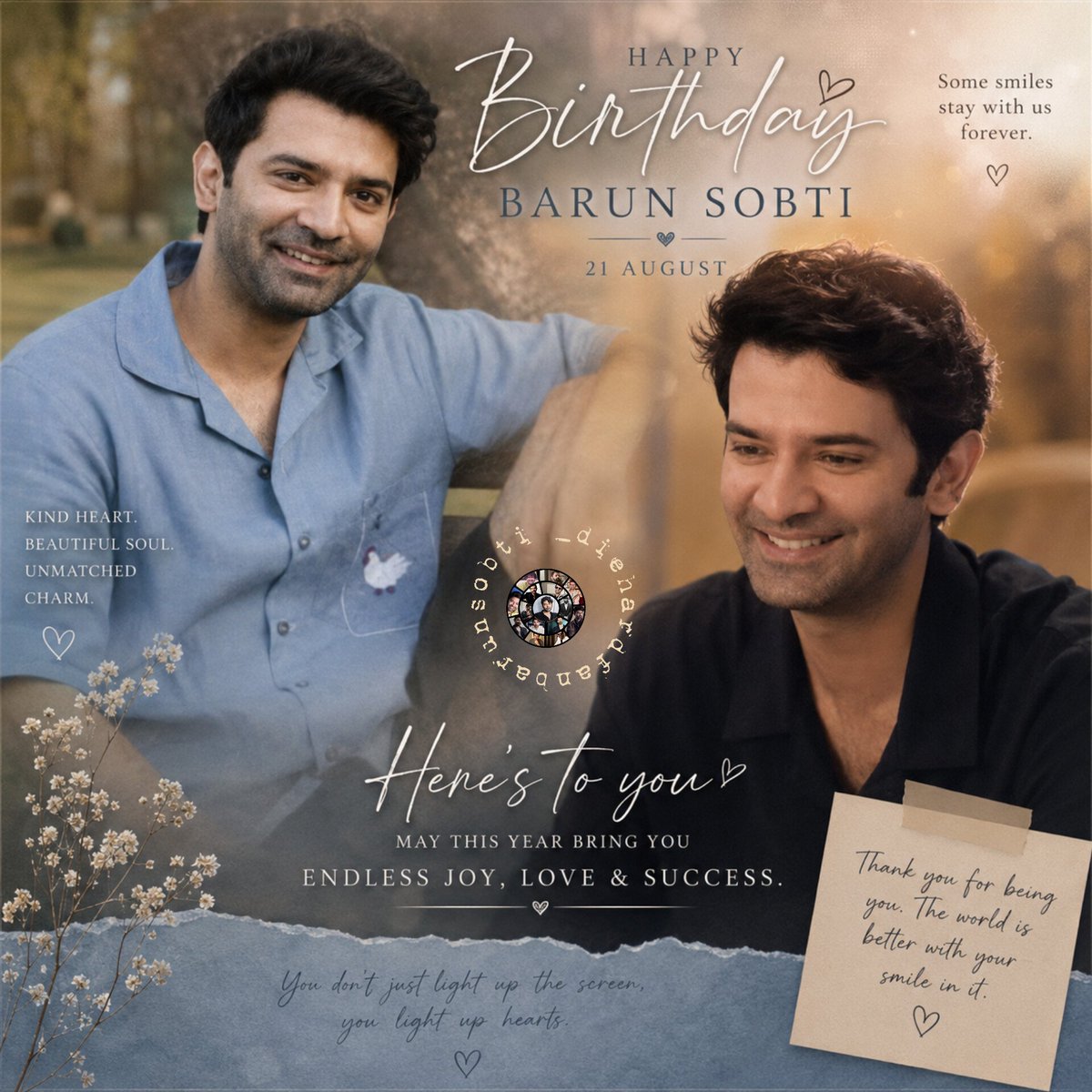 PoonamS29240348's tweet photo. Celebrating the man whose smile feels timeless, whose talent speaks for itself &amp; whose presence makes every character unforgettable.
Here’s to another year of brilliance, happiness and everything beautiful  
21 August — your day, your magic. 🥂
#BarunSobti #Avi @BarunSobtiSays https://t.co/WTfoiRcvGQ