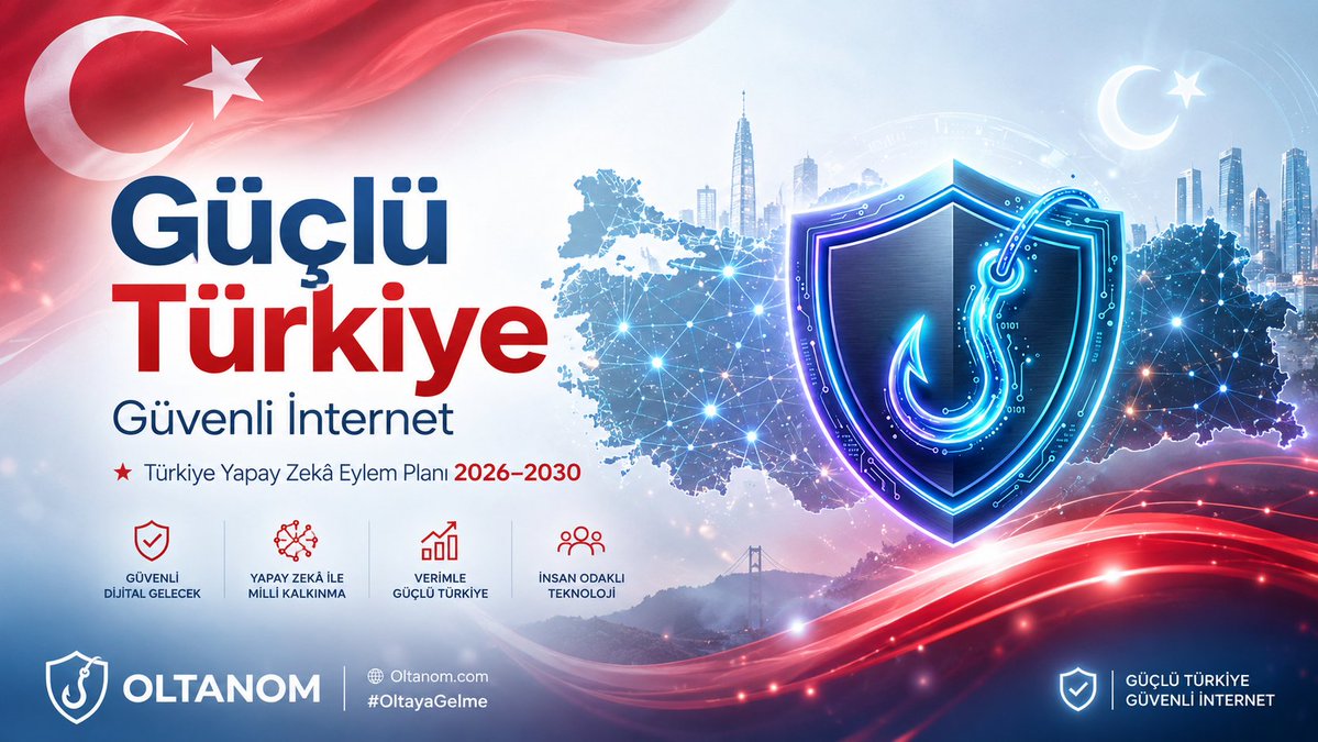 Oltanom's tweet photo. Güçlü Türkiye, yalnızca yapay zekâyı kullanan değil; onu güvenli, bilinçli ve yerli 1 dijital vizyonla geleceğe taşıyan #Türkiye’dir.

Biz de Oltanom olarak bu vizyonu önemsiyoruz:
Güçlü Türkiye, Güvenli İnternet.
🛡️ https://t.co/6PGqsi2Pf9
#OltayaGelme #YapayZeka #GüçlüTürkiye https://t.co/nxtUyRcPLY