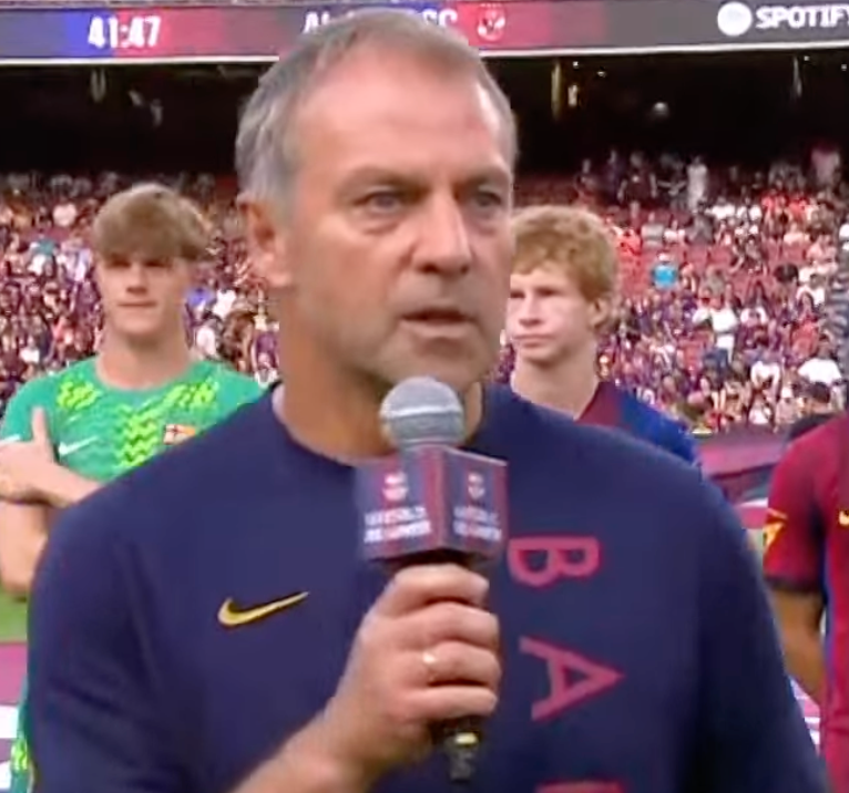 BarcaUniversal's tweet photo. 🚨 Flick: "I want to say something. When my father passed away, I received so much support and love from the Barça family." 

"You were there for me and my family, and it was incredible. From the bottom of my heart, thank you so much." https://t.co/1zUBVH4jRA