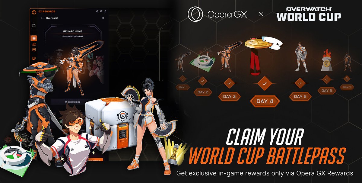 Kompae's tweet photo. ⚠️ A partir del día 20 de agosto, si utilizamos el navegador Opera GX (@operagxofficial), podremos activar un Pase de batalla extra y desbloquear una veintena de recompensas exclusivas de la World Cup de Overwatch.

Enlace directo:
🔴 https://t.co/uFQDYRISAR