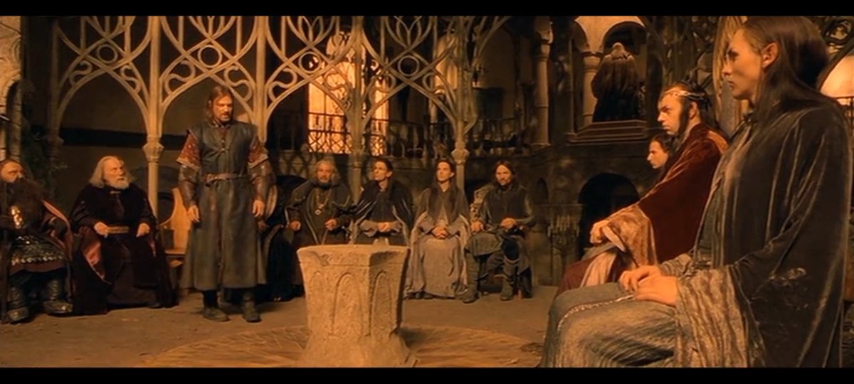 IamDeepakHA's tweet photo. "In that dream I thought the eastern sky grew dark and there was a growing thunder, but in the west a pale light lingered, and out of it I heard a voice, remote but clear, crying:

'Seek for the Sword that was broken:
In Imladris it dwells;
There shall be counsels taken
Stronger than Morgul-spells. 
There shall be shown a token
That Doom is near at hand,
For Isuldur's Bane shall waken,
And the Halfling forth shall stand.' "

- Boromir in the Council of Elrond, The Fellowship of the Ring