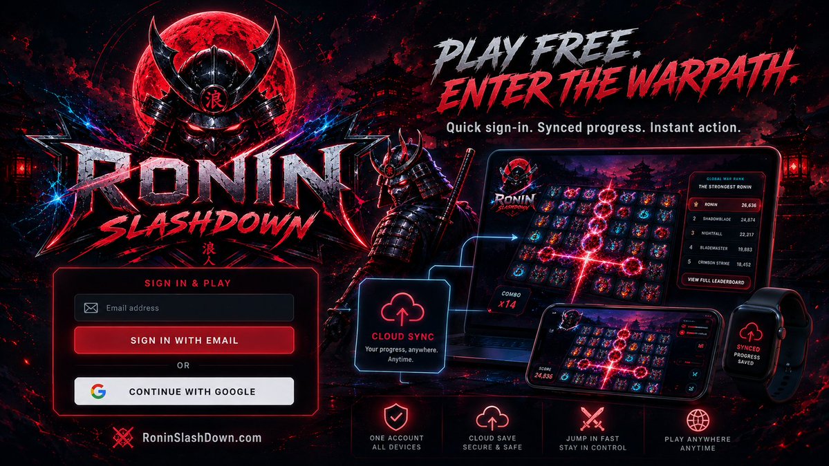 RoninSlashDown's tweet photo. BATTLE ANYWHERE. 📱⚔️
Fast match-3 combat built for mobile warriors.
Enter the warpath: https://t.co/ZxUwOF4X89
#RONIN #RoninSlashDown #SolanaMemes https://t.co/HLIMOjsMH7