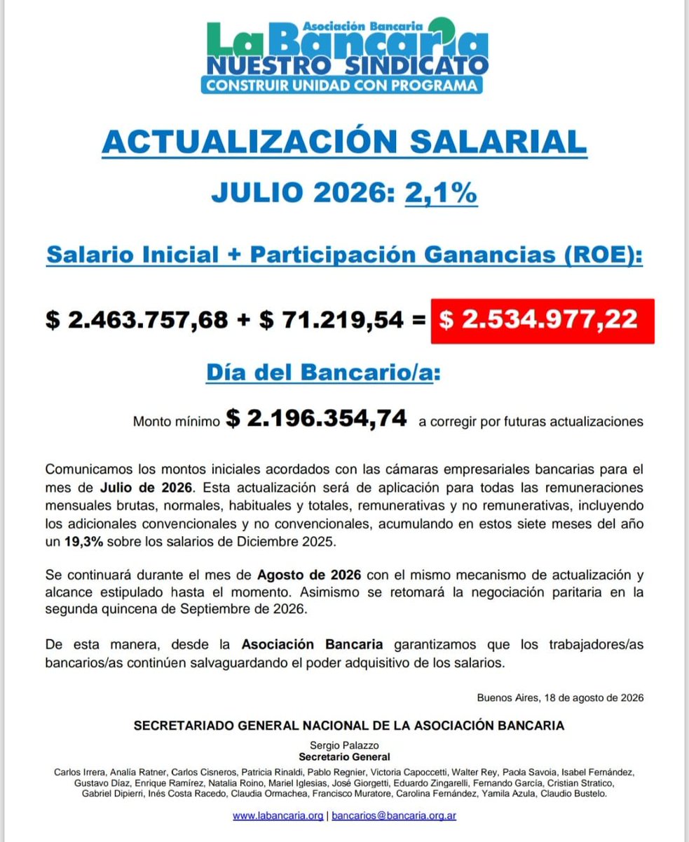Lista65_bpu's tweet photo. ACTUALIZACIÓN SALARIAL JULIO 2026 https://t.co/RghFLPk7wI
