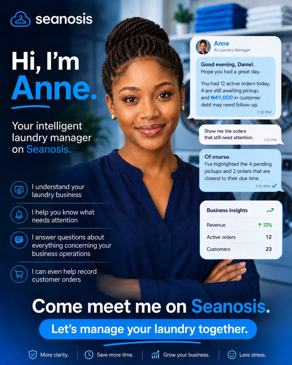 Seanosisapp's tweet photo. Meet Anne.

https://t.co/TWWlmydzxV

#LaundryBusiness #DryCleaning #LaundryManagement #AI https://t.co/f7IWz7nASP