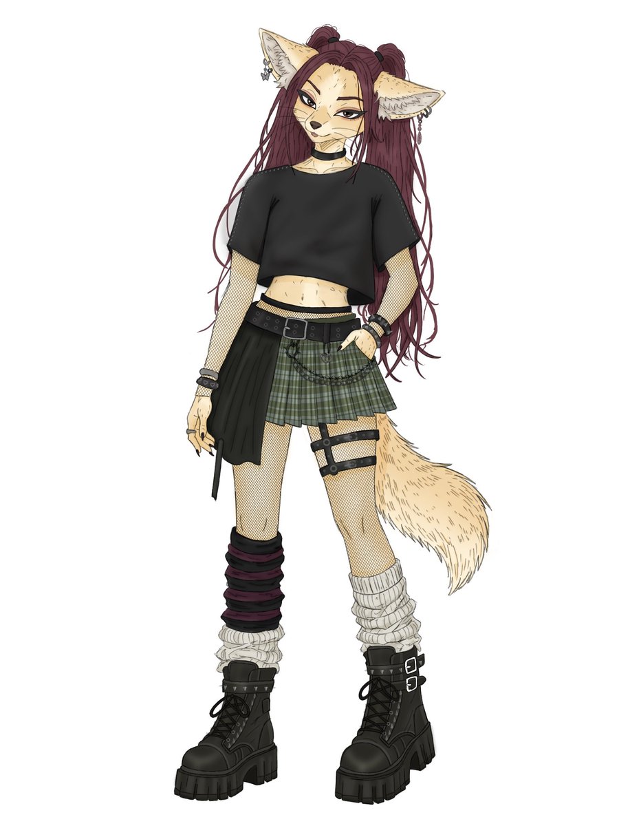 FruityyCupcake's tweet photo. I am finally done! 🖤 I love how she turned out, especially her boots!

Now somebody explain to me how to do simple backgrounds 😭

#kpopdemonhunters #polytrix #furry https://t.co/Fc2HgXen8v