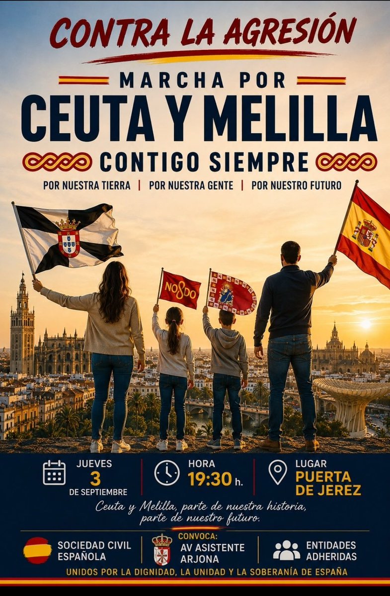 mvegagp11's tweet photo. Sevilla con las ciudades hermanas de Ceuta y Melilla.
🇪🇦⚔️🇪🇦 https://t.co/c6ErFxFx5j