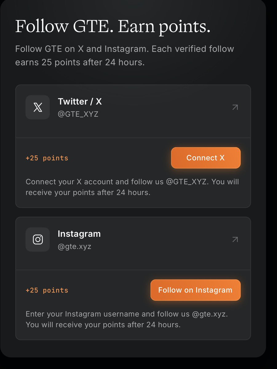 NiphermeDave's tweet photo. Early!

Sign up for @GTE_XYZ waitlist &amp; earn points (Raised $15m &amp; backed by Paradigm)

>> Head to 
https://t.co/BhjXBsfaSW

>> Input your mail
>> Verify
>> Claim your Username to earn more points 
>> Connect X &amp; Follow on IG to earn more https://t.co/zdP4491Azl