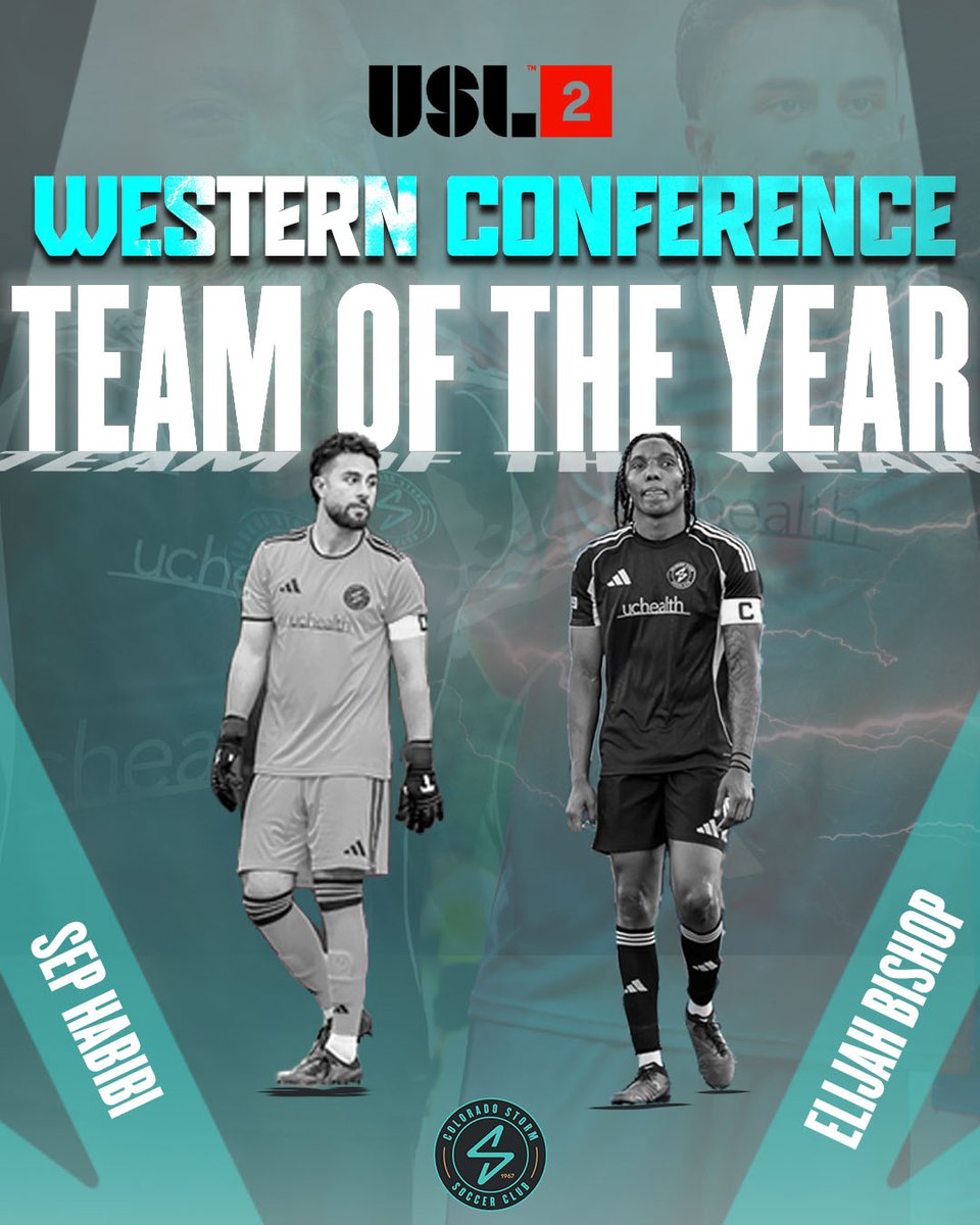 COStorm_USL's tweet photo. Best In The West ⚡️
Congratulations to Sep Habibi & Elijah Bishop who have been named to the @USLLeagueTwo Western Conference Team of the Year!
#ColoradoStorm #Path2Pro https://t.co/jmFCIyfWo3