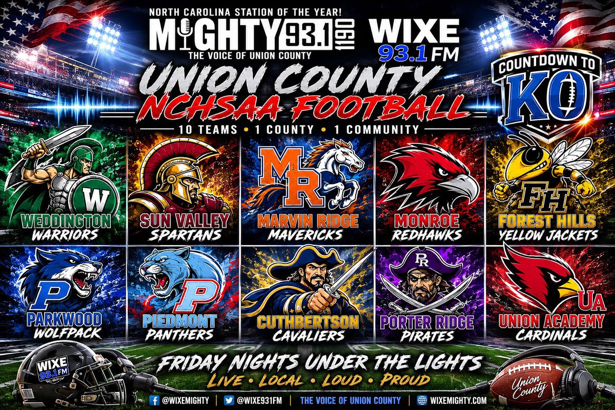 Shadetree_77's tweet photo. Catch all the action on @WIXE931FM this @NCHSAA π season w/ @rlrichar6, @Em_on_a_whim, & I! Travel with us as we bring all of @UCpreps games into your homes! @UCPSNCAthletics @VarsityVault #ItsFootballTimeInUnionCounty https://t.co/qkRaaqU37n