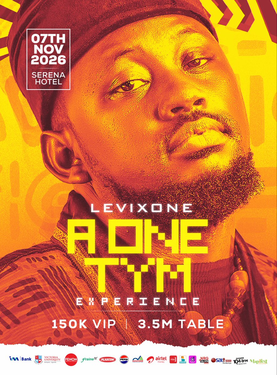 levixone's tweet photo. UGANDA, ARE YOU READY? 🔥

7TH NOVEMBER 2026 — ONE TYM EXPERIENCE! 🙌🏾

📍 Kampala Serena Hotel

17 YEARS of music. 17 YEARS of ministry. 17 YEARS of God’s faithfulness. ❤️‍🔥

This is more than a concert. THIS IS AN EXPERIENCE!

🎟️ VIP 150K | 🥂 TABLE 3.5M

#OneTymExperience https://t.co/BUNsm5hw0Y