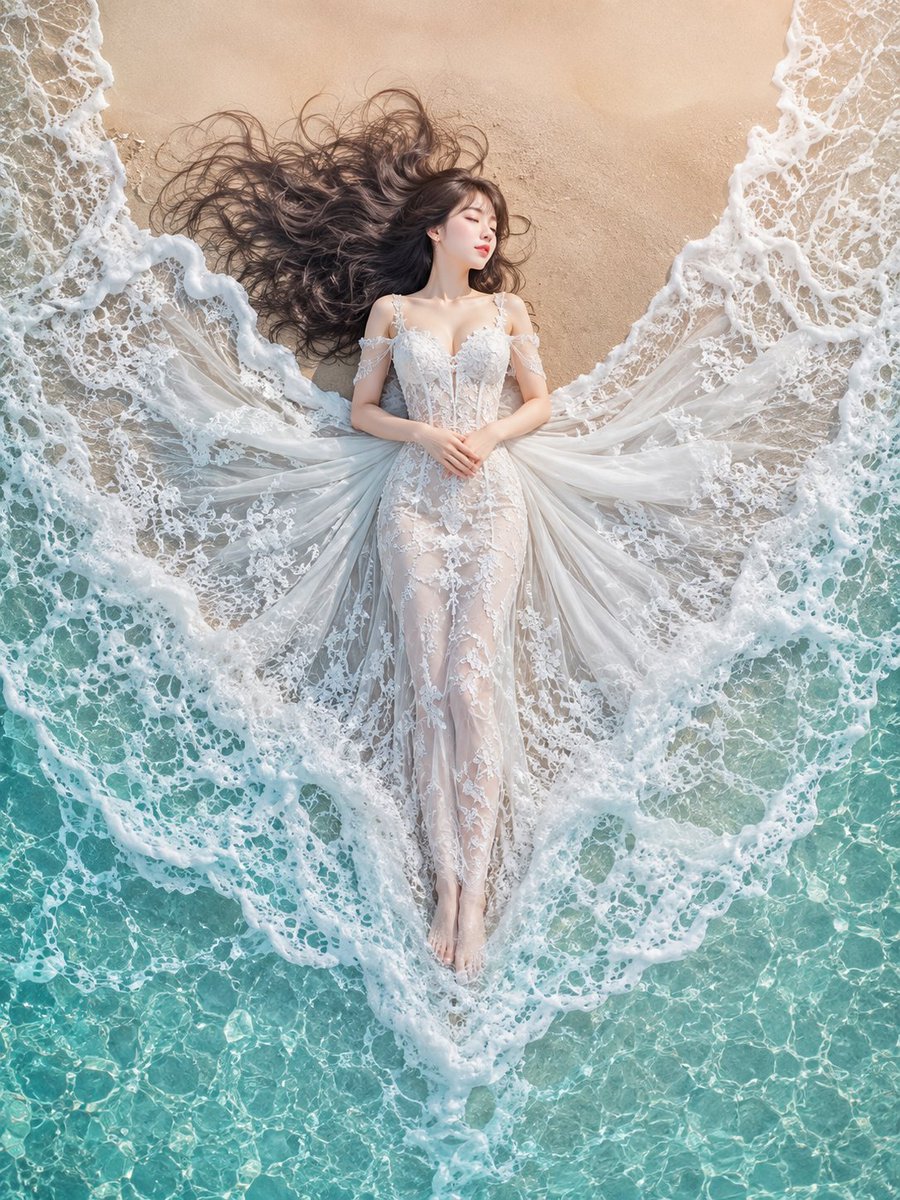 ipingku's tweet photo. Where the Waves Meet Dreams
🎵 海與夢的交界
Where the waves unfold, dreams drift softly ashore.
In the quiet embrace of sea and lace, she sleeps between two worlds.
#ref:CyberTotal 2026
#created by laxmi21 https://t.co/PPc6cvlGcm