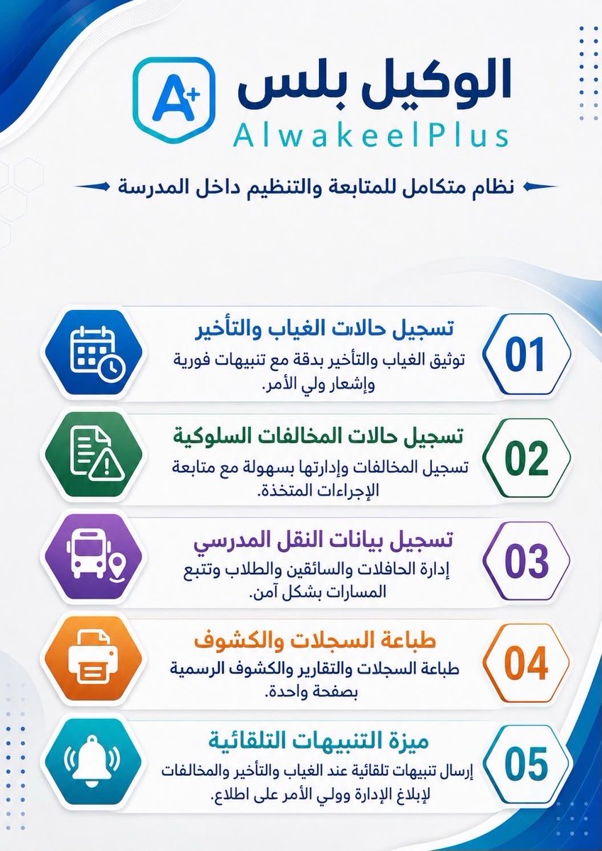 almaydanedu's tweet photo. AlwakeelPlus | الوكيل بلس

الوكيل بلس صُمم ليجعل عملك أسرع وأسهل، ومن أبرز خدماته:

🔹 تسجيل حالات الغياب والتأخر
🔹 تسجيل المخالفات السلوكية
🔹 عرض احصاءات الغياب والمخالفات 
🔹 تصدير الاحصاءات pdf او word
🔹 طباعة سجل خاص بكل طالب
🔹 تسجيل ومتابعة النقل المدرسي 
🔹 طباعة السجلات والكشوف بسهولة
🔹 نظام تنبيهات لمتابعة الحالات
🔹 وغيرها من الأدوات والخدمات.

🌐 موقع البرنامج:
https://t.co/iWMG3k1DWd⁠￼

� حسابنا على تويتر (X):
@exmsheets