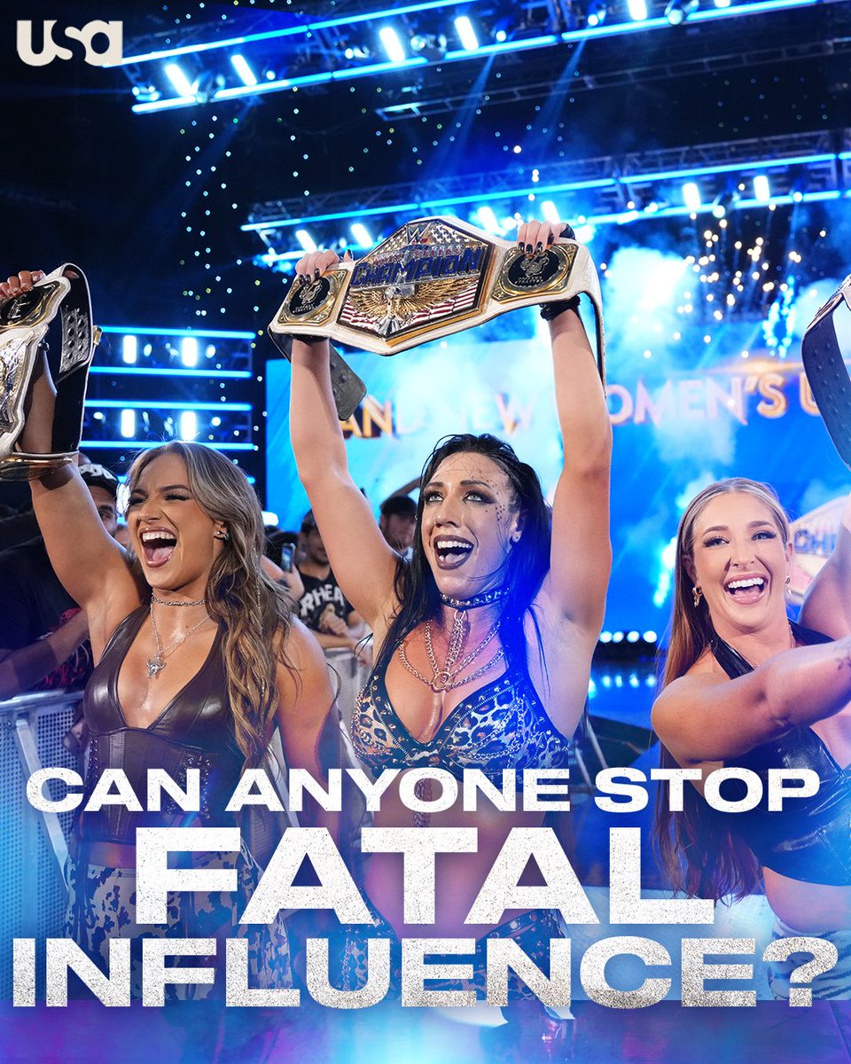 USANetwork's tweet photo. Fatal Influence is stronger than ever! Can anyone stop them?! #WWE #SmackDown https://t.co/4LbiVtT6DX
