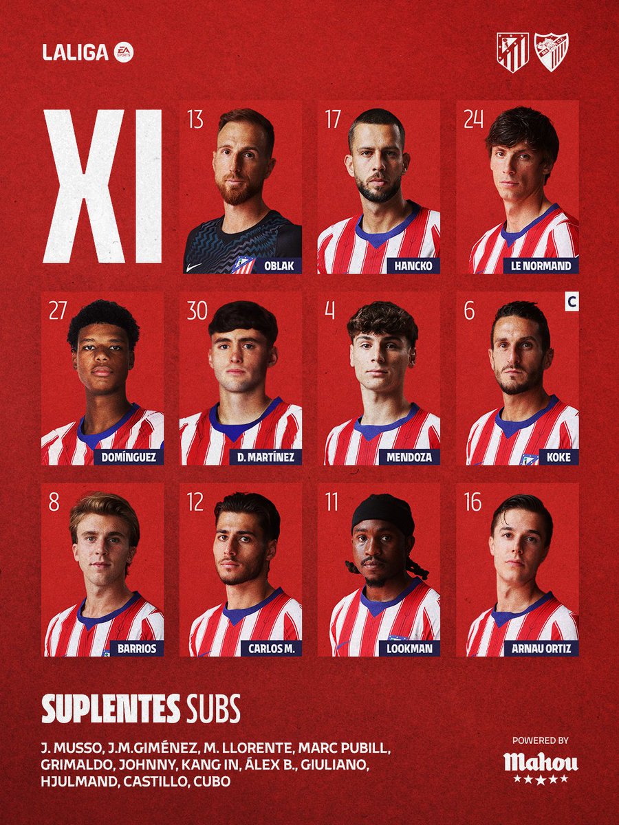 AtletiJP's tweet photo. 26-27シーズン開幕戦のスタメンはこちら！❤️🤍 https://t.co/1mJum8bBYn