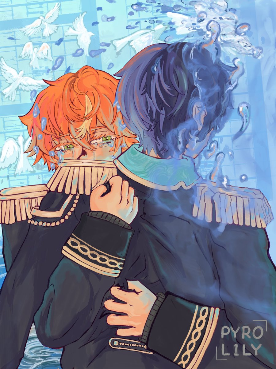 PyroL1ly's tweet photo. Technically Day 2 (Yearning) BUT HAPPY AKITOYA MIDDLE BIRTHDAY 🧡💙🧡💙

I put too much effort so now it’s to celebrate 8.19

#aktyweek26 #彰冬 https://t.co/NEXAxjeRf7