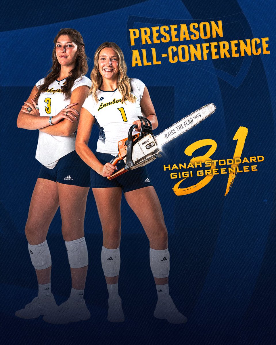 NAUVolleyball's tweet photo. Northern Arizona’s Hanah Stoddard &amp; Gigi Greenlee have been named to the Big Sky Preseason All-Conference Team! ⭐️⭐️⭐️

#RaiseTheFlag | #BigSkyVB https://t.co/HouV3cbqjm