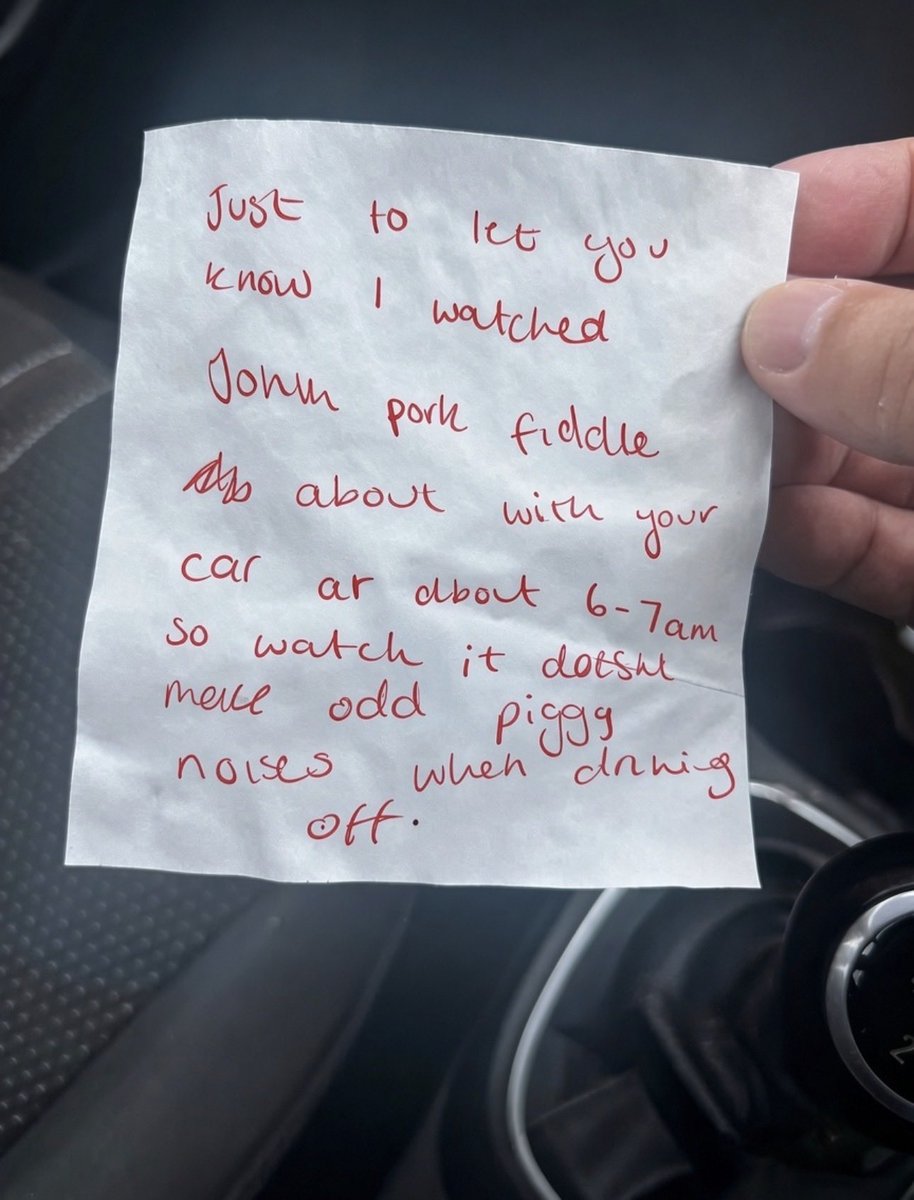 AndymorehamPM's tweet photo. Just found this on my doorstep after getting back from work

Who is John pork? Is it code for dog snatching? 

Checked the ring camera but only saw some kid

Should I be concerned? #pompey #england https://t.co/wHiW140Uxv