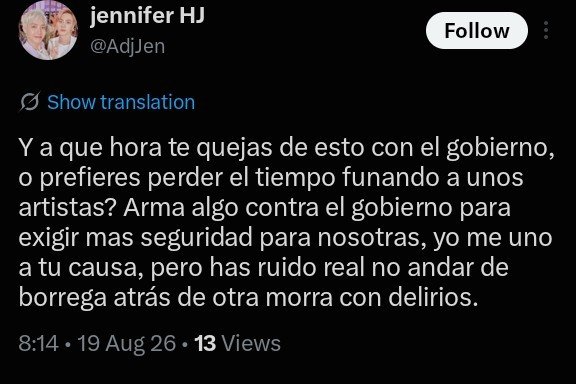 KookGii0's tweet photo. @Prod_PUGA Me pasó igual, en una respuesta que di metieron al gobierno, dicen lo que sea con tal de evadir el problema principal, no conectan dos neuronas

#ChrisBrown반대ARMY
#가해자반대ARMY
#폭력반대ARMY
#ARMYsAgainstAbusers
#ARMYsAgainstViolence
#ARMYsAgainstChrisBrown https://t.co/k81vwnP6Z4