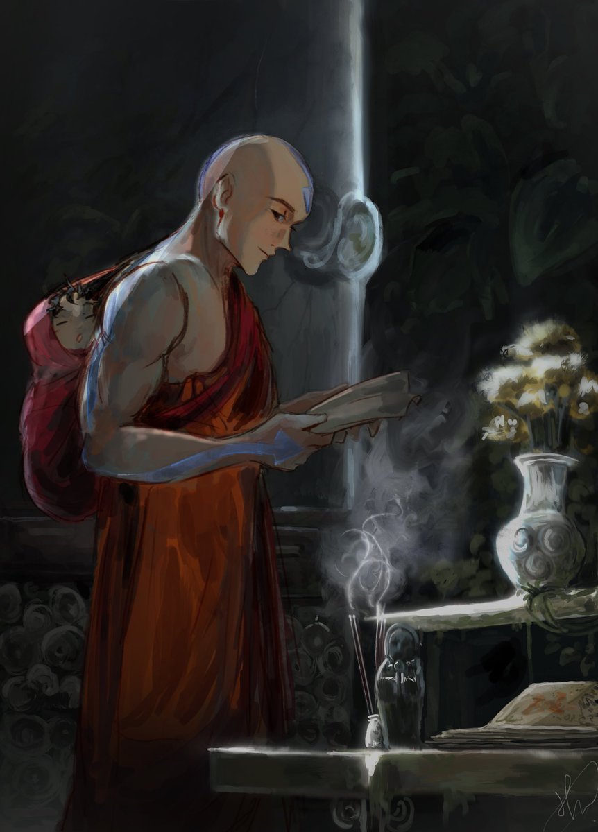 hanaasartistry's tweet photo. Papa Aang carrying his kid everywhere, especially during his routinely Air Temple visits 

#atla #aang https://t.co/yzeOcBdVSz