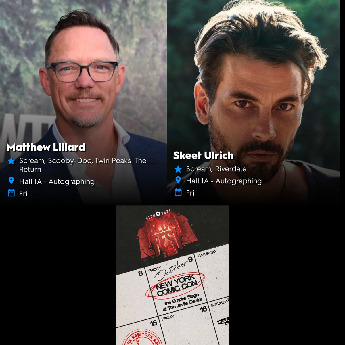 FCUMovieNews's tweet photo. Matthew Lillard & Skeet Ulrich will be attending New York Comic-Con on Friday, October 9, the same day as Blumhouse's newly announced Blumfest at NYCC!

Historically, both 'FIVE NIGHTS AT FREDDY'S' films have received coverage at NYCC in the past, so perhaps we could see something for 'FIVE NIGHTS AT FREDDY'S 3'! This is just speculation, though! The film is currently being written by Gary Dauberman.

Source: https://t.co/4ftGnfTl27

#FNAFMovie #FiveNightsAtFreddys #FNAF2Movie #FNAF3Movie