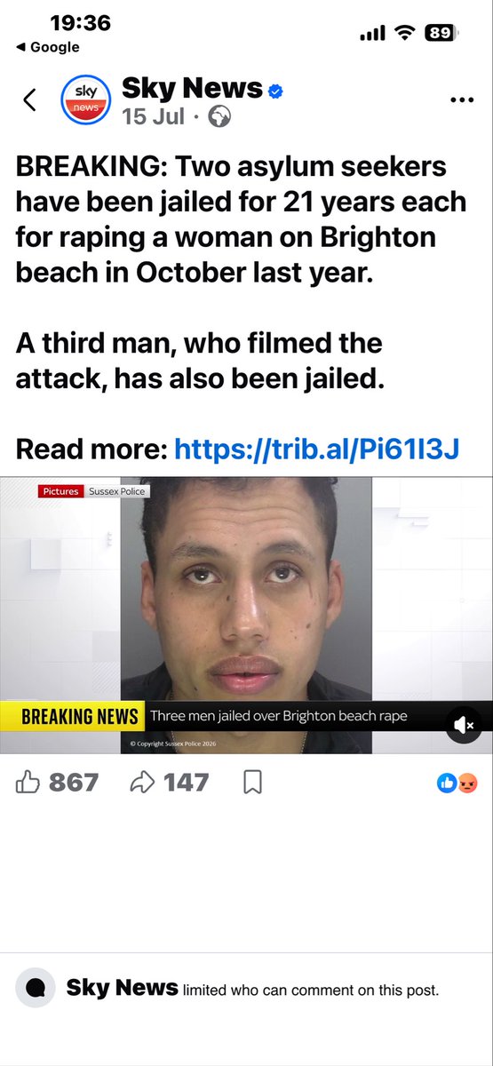 BanhamJean56454's tweet photo. @narindertweets And look at the state of these 3 jailed for 21 years for raping woman on Brighton Beach /  where’s your rage and horror at this - your di fucking annoying and one sided https://t.co/hm5V7es4Nw