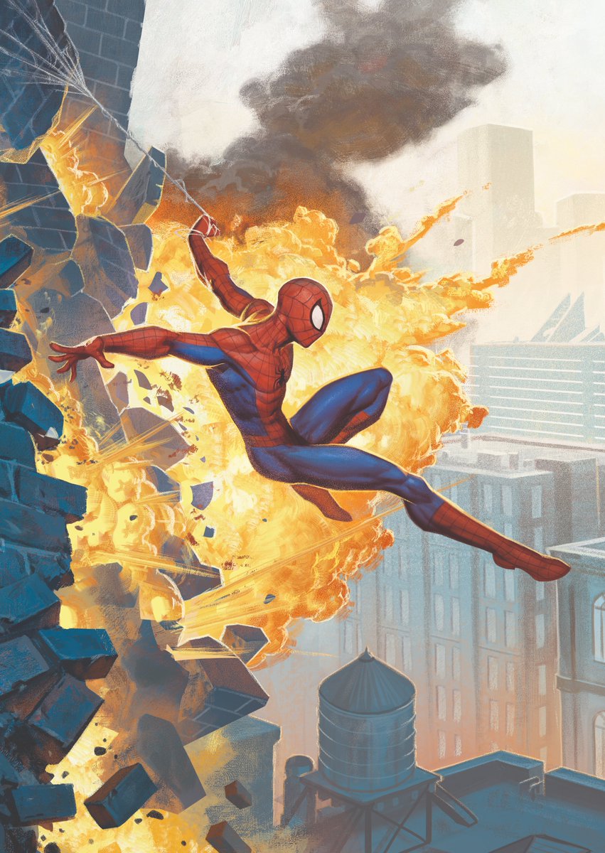 forrestimel's tweet photo. I just realized I never posted this art I did for the interior of the Spider-man prerelease boxes for Magic. https://t.co/tWbupp0EoR