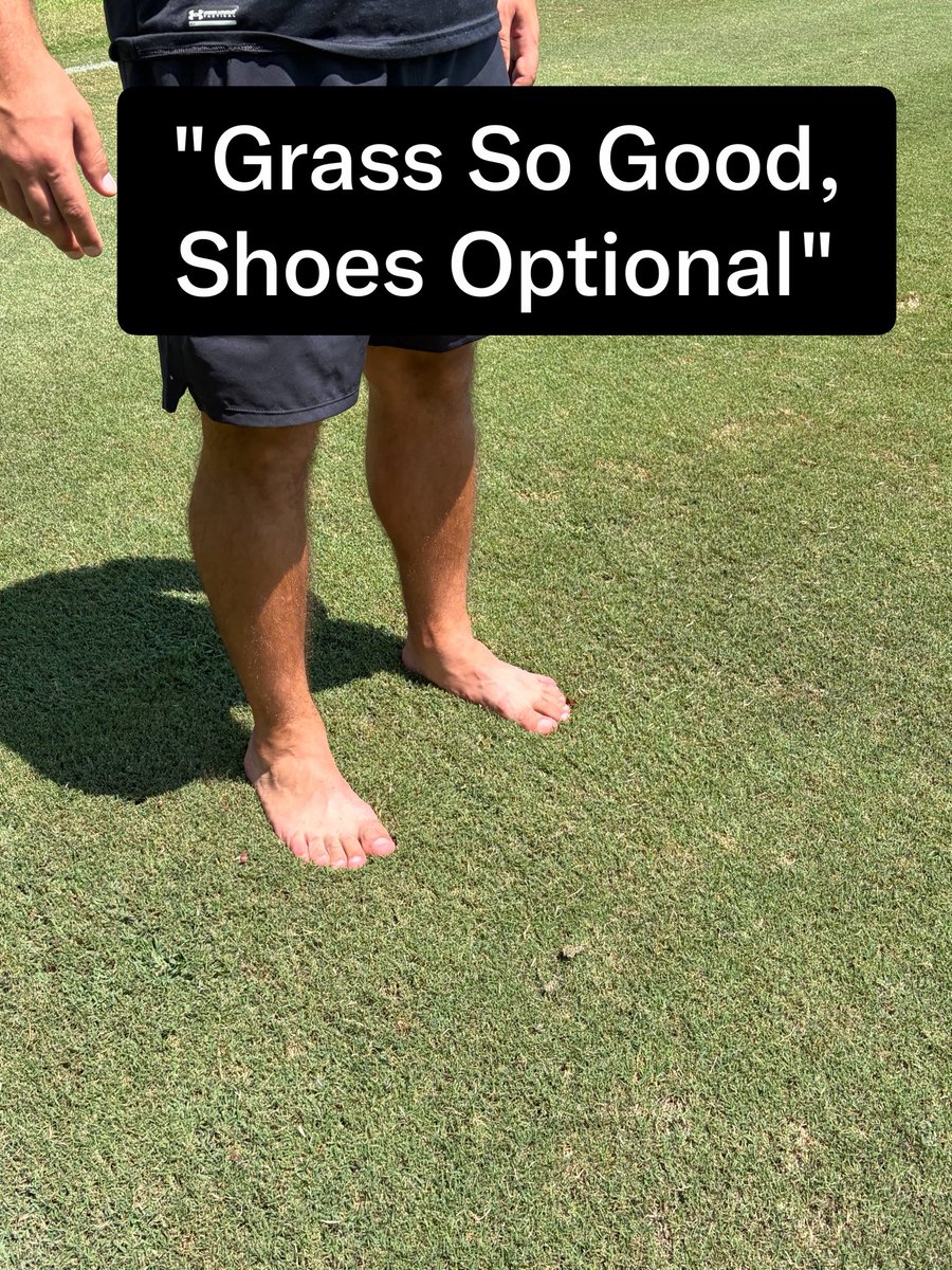 CUSportsTurf's tweet photo. When the grass feels this good, you don’t need shoes when setting up the practice field. ⚽️ Just ask Coach! That’s one way to know we’ve got the pitch right.
#TurfLife
#CampbellCamels https://t.co/uzCuweBjGw