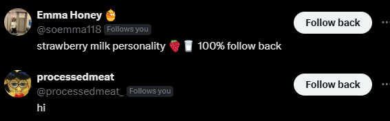 CooperJS1's tweet photo. why does a porn bot follow me?

also hi @processedmeat_ https://t.co/2KLtwIDdxn