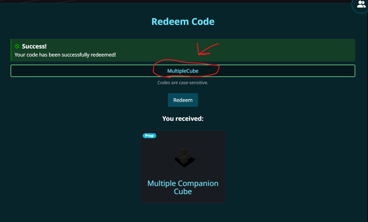 chyadosensei's tweet photo. NEW FREE VRCHAT ITEM! Use the code MultipleCube to get the Multiple Companion Cube. Be sure to be in the open beta to get this item!

URL to get item: https://t.co/9ChOltDhK5