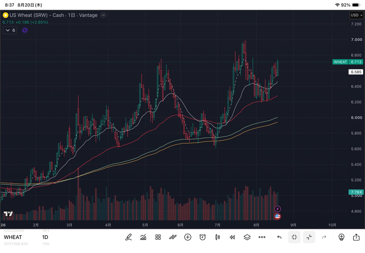 shimiFX's tweet photo. 株式市場も為替もトランプ政権でざわつく中、
密かに小麦価格が上昇中。うーん、呼ばれてい��気がする。。 https://t.co/5j87yVaxZF