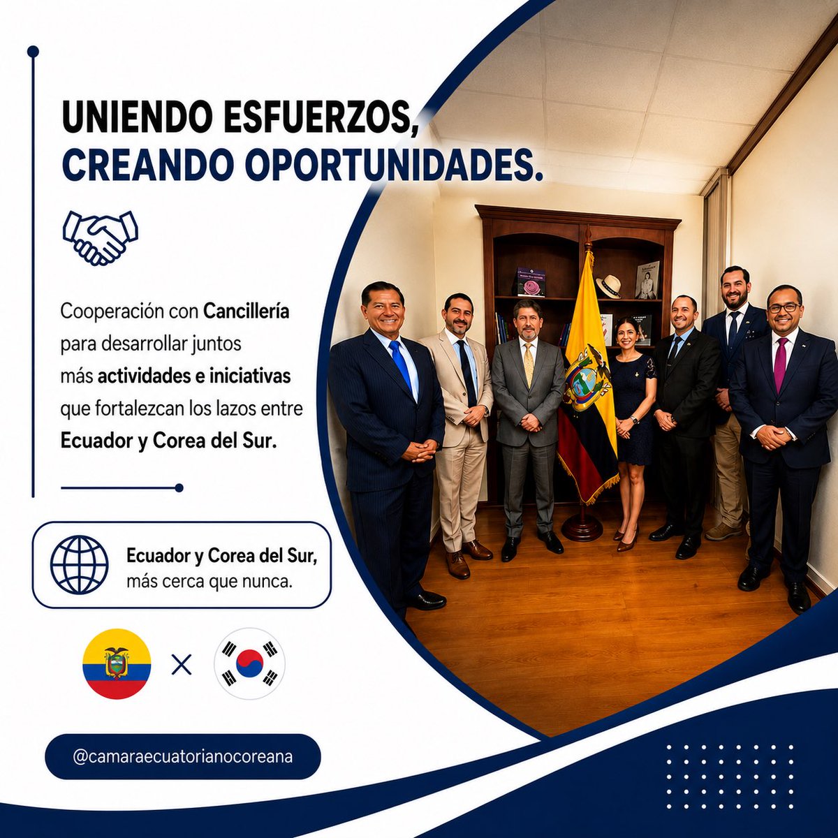 CCEcuCorea's tweet photo. 🤝🇪🇨🇰🇷 Uniendo esfuerzos, creando oportunidades.

Fortalecemos la cooperación con la @CancilleriaEc para impulsar nuevas actividades e iniciativas que estrechen los vínculos entre Ecuador y Corea del Sur.

Seguimos construyendo puentes para generar nuevas oportunidades. https://t.co/J5EbIkwL3N