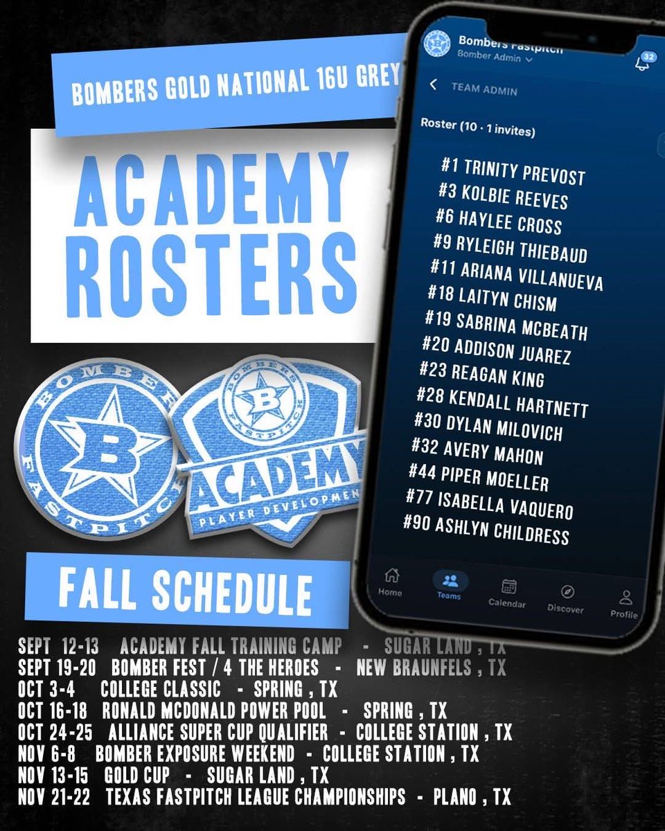 RyleighT77's tweet photo. Starting a new journey! Can’t wait to play with these girls. Excited for the fall season!💙
#bluebloods
@BombersGoldNat 
@bombers_academy 
@caseyanderson22 
@CoachJaredA https://t.co/zL5zpedpTL