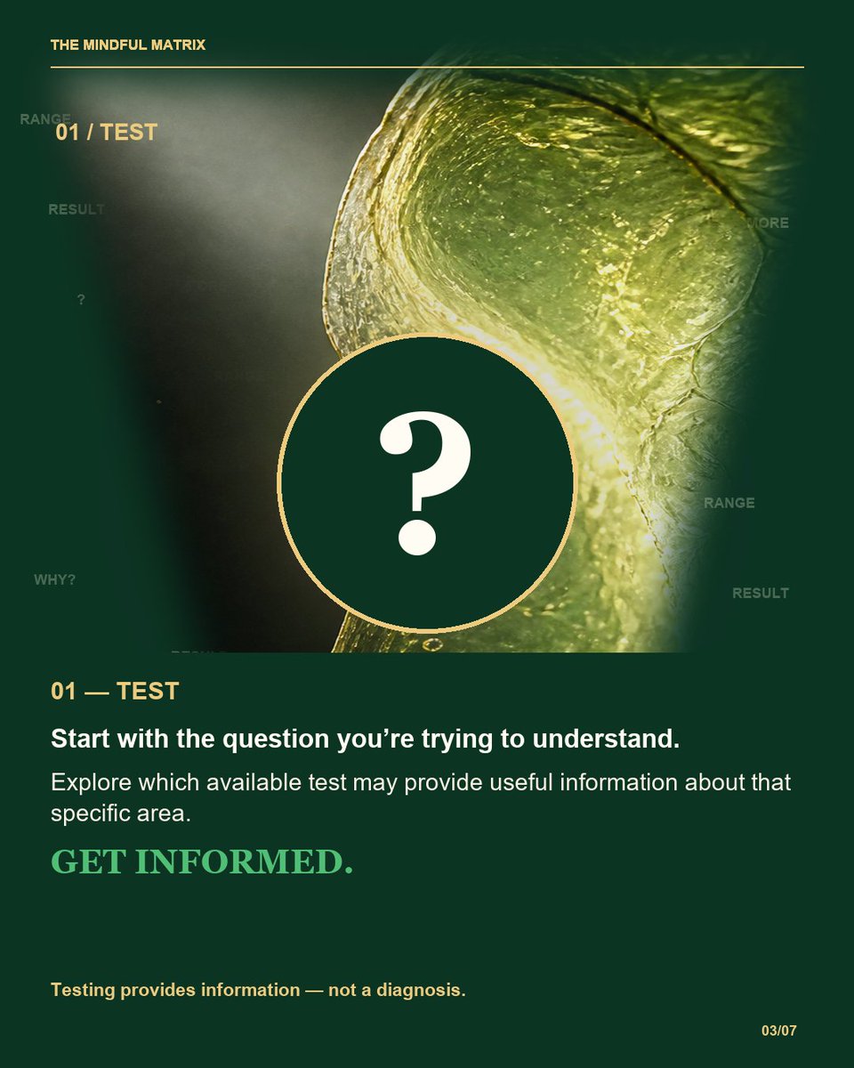MindfulMatrix3's tweet photo. TEST. DON’T GUESS.

The Mindful Matrix framework:

1. TEST — gather useful information
2. MEASURE — establish a baseline
3. ACT — make a more informed decision
4. RETEST — compare, learn and adjust

Information → Education → Action. 🧬

Educational information only. https://t.co/0dp2dchSWf