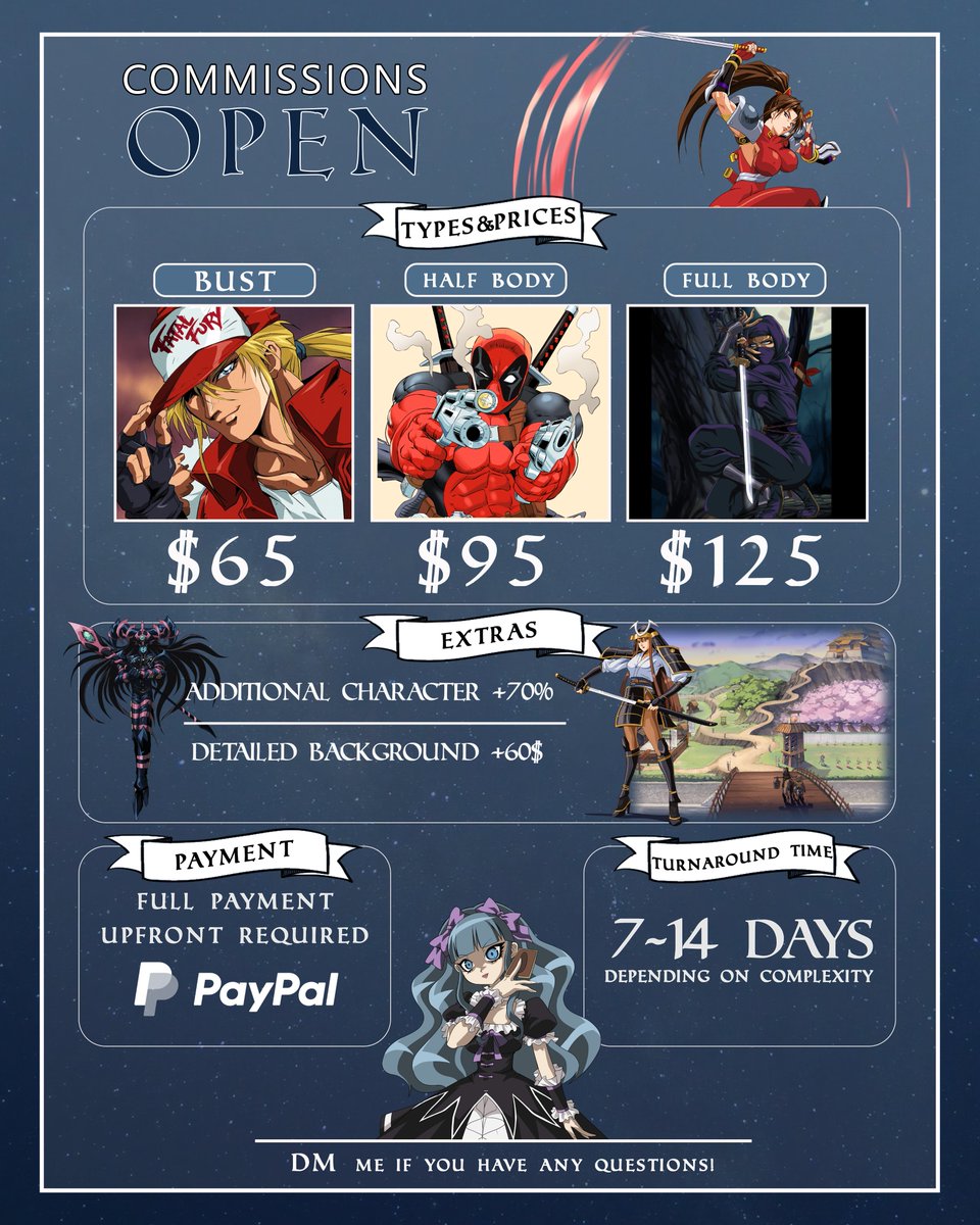 PhantomstudioT's tweet photo. Opening 3 commission slots!
Slight preference to Oc's ^^
DM if interested ✨ https://t.co/z2YU5XSAsa