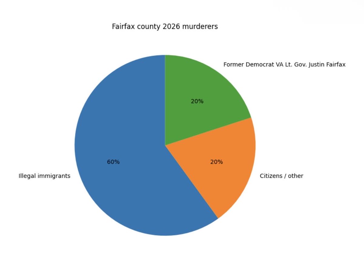 goodoldboyva's tweet photo. @LoudounJames1 Time to update the pie chart of murderers in Fairfax in 2026. https://t.co/LP8amfOGzT
