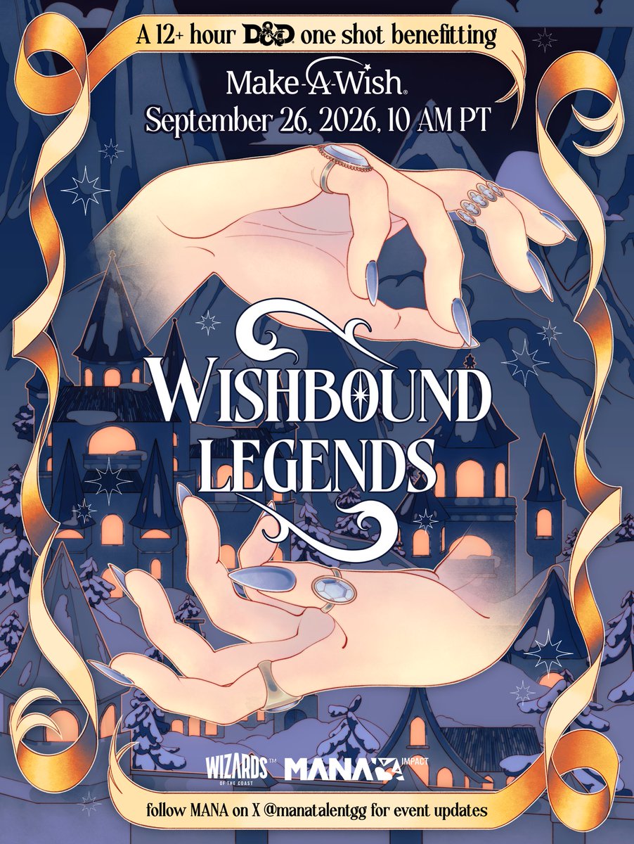 ManaTalentgg's tweet photo. We’re gathering the party for a D&amp;D one shot you won’t want to miss 🎲 Our very own ZachTheBold joins us as DM for #WishboundLegends in partnership with @Wizards_DnD benefitting @MakeAWish!

Be sure to follow us as we unveil the cast tomorrow and Friday.

🎨: @antiquedeuce https://t.co/ccl5hQ7tw8