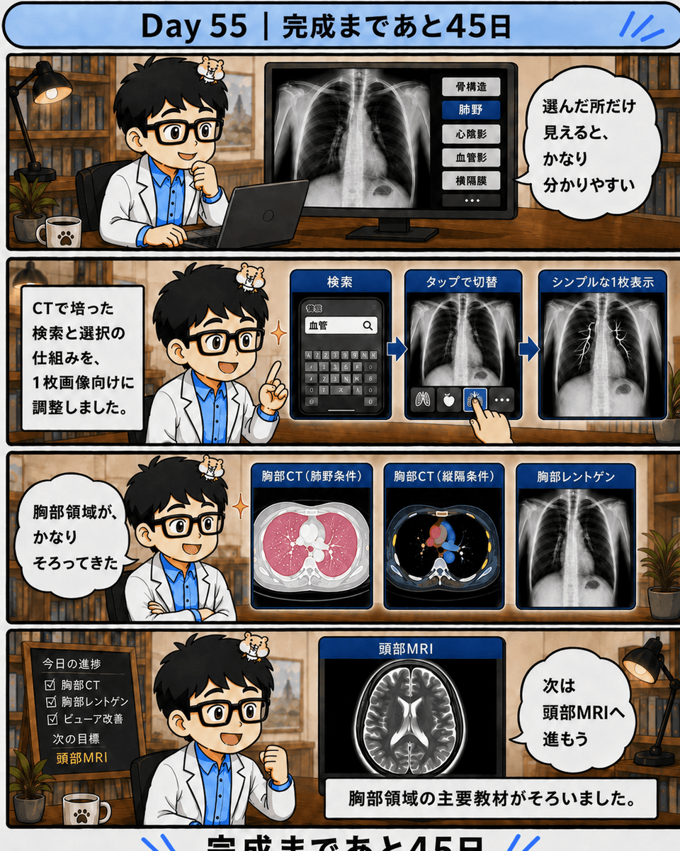 radiology_cafe's tweet photo. 【100日後に完成を目指すスマホ版画像診断cafe】 https://t.co/JyaioNZQef