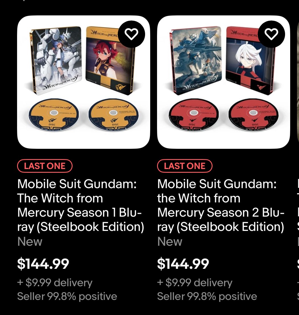 MMJDanM's tweet photo. Crunchyroll is so hellbent on kneecapping physical media they are delisting their OWN EXCLUSIVES. The Witch From Mercury Steelbooks could be had for $60 a piece normally and half that on a good sale. Now? https://t.co/89Q9nUIFPR