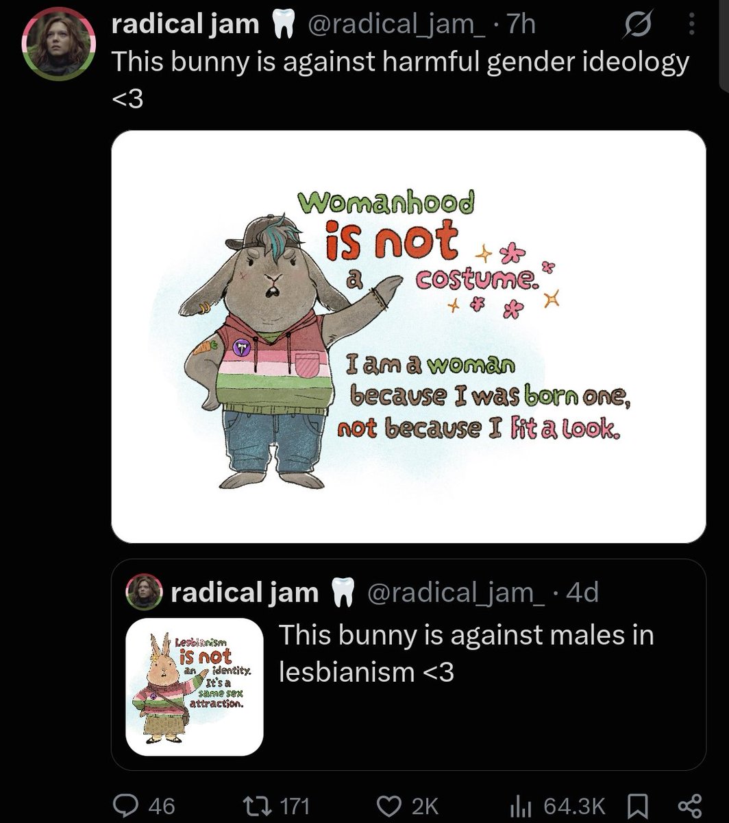 not_quite_much's tweet photo. Sex assigning at birth is generally based on sex organs
So congratulations you don't think womanhood is a "Costume" but you think womanhood and consequently your "feminism" Should be reduced and entirely based on what's in your pants https://t.co/pKG6tRRq4Q