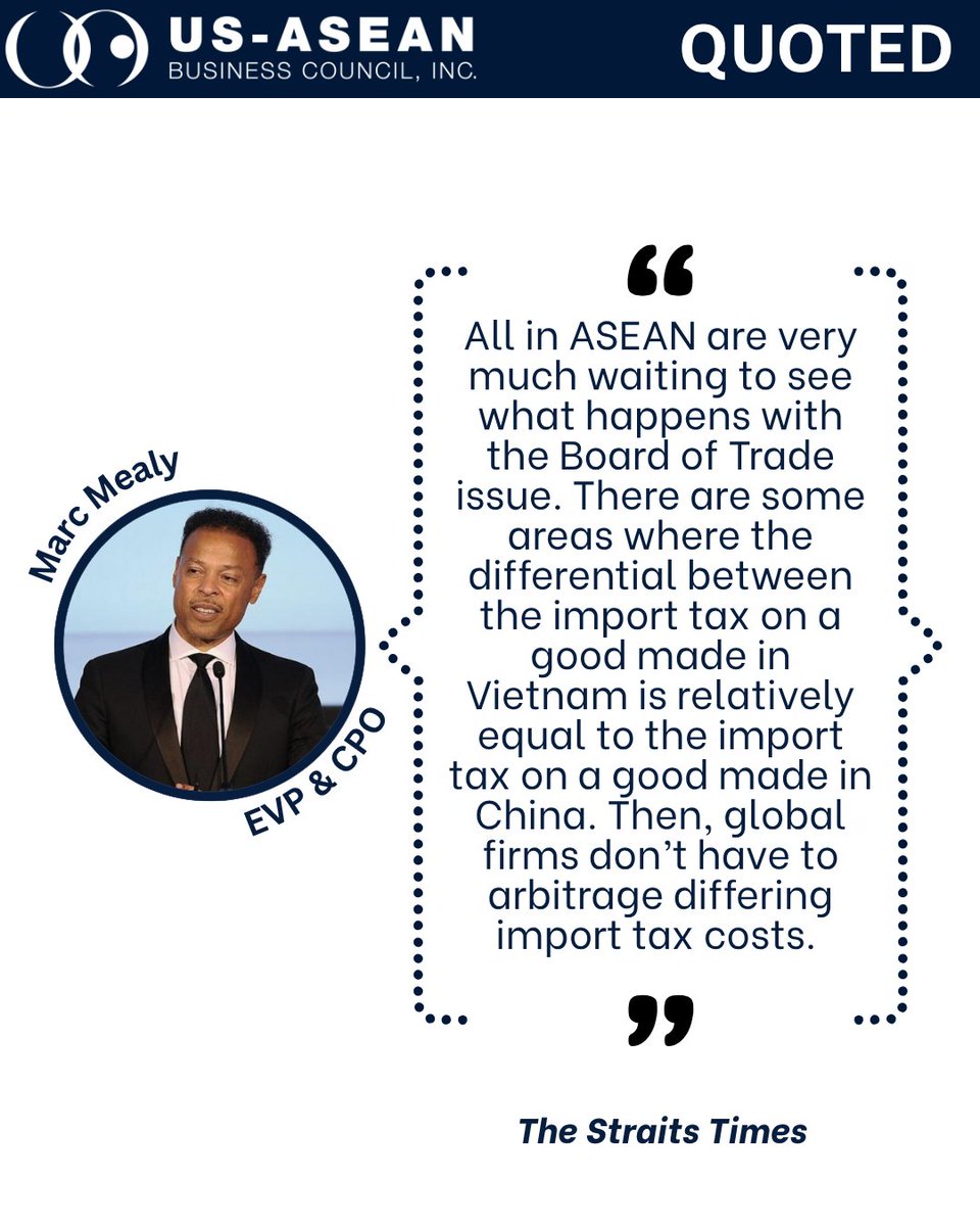 USASEANBusiness's tweet photo. Tariff enforcement is turning into a fight over what 'Made in China' really means. USABC’s EVP & CPO Marc Mealy was quoted in @straits_times on how "The Great Transshipment Scam" report draws — and blurs — the line on unfairness in global trade systems. 

Read: https://t.co/2o4OMtp4ih