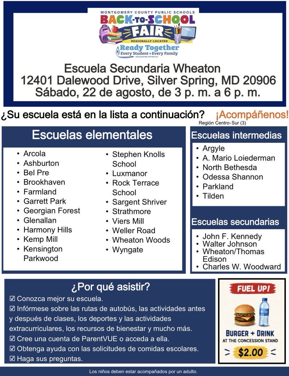ArcolaES_CSL's tweet photo. Arcola families- Join is at the @mcps Back to School Fair at Wheaton HS on Saturday, August 22nd from 3:00-6:00 pm. See you there! https://t.co/gfp8UKWkrz