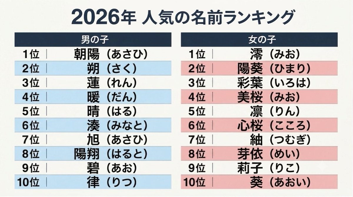 jiro_3_'s tweet photo. 10年で人気の名前もここまで変わった

←2016年　2026年→ https://t.co/5fLNNbf1QT