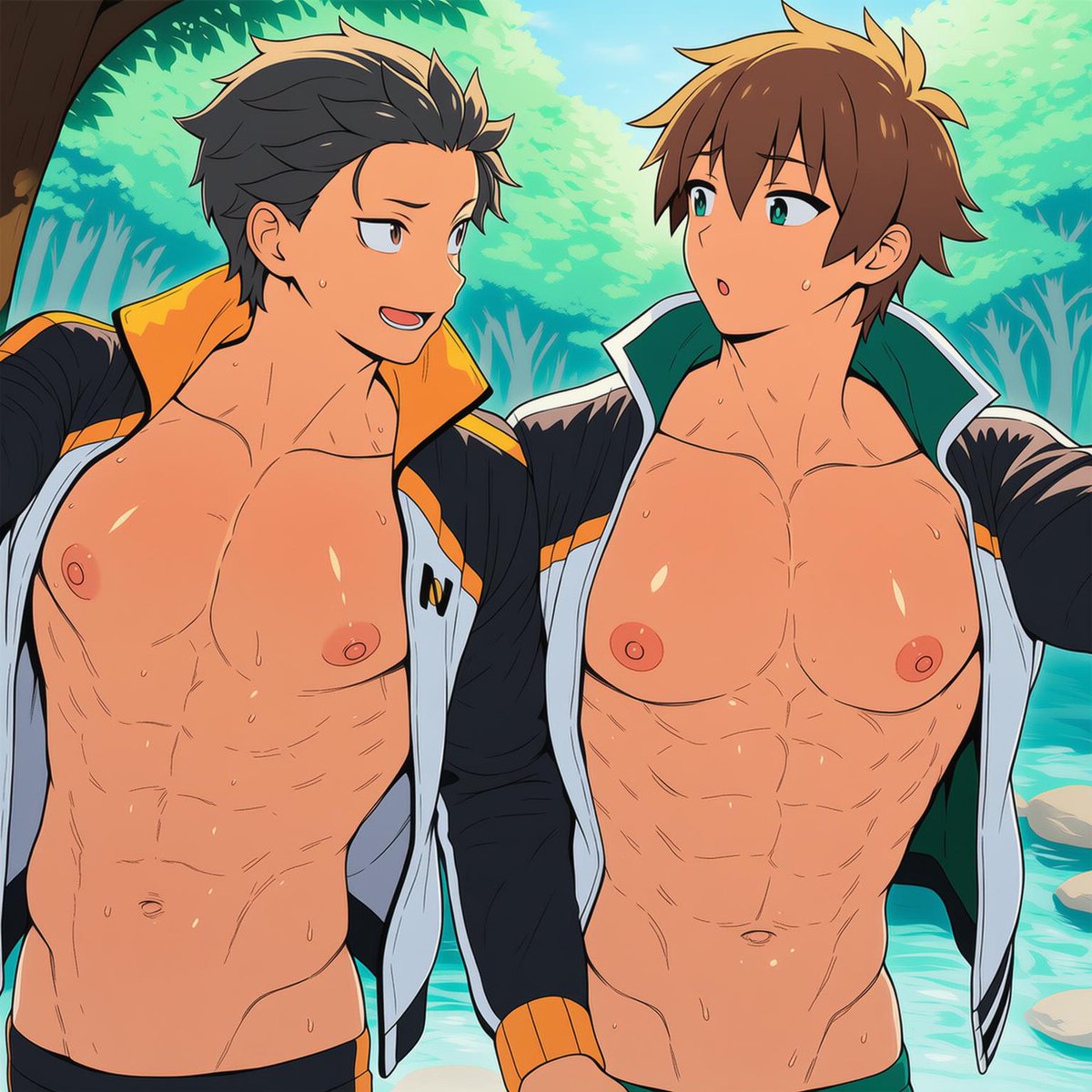 dark_blonde_a's tweet photo. #AIart #muscle #animemuscleboys 
Subar &amp; Kazuma https://t.co/jLQ8JSqkgQ